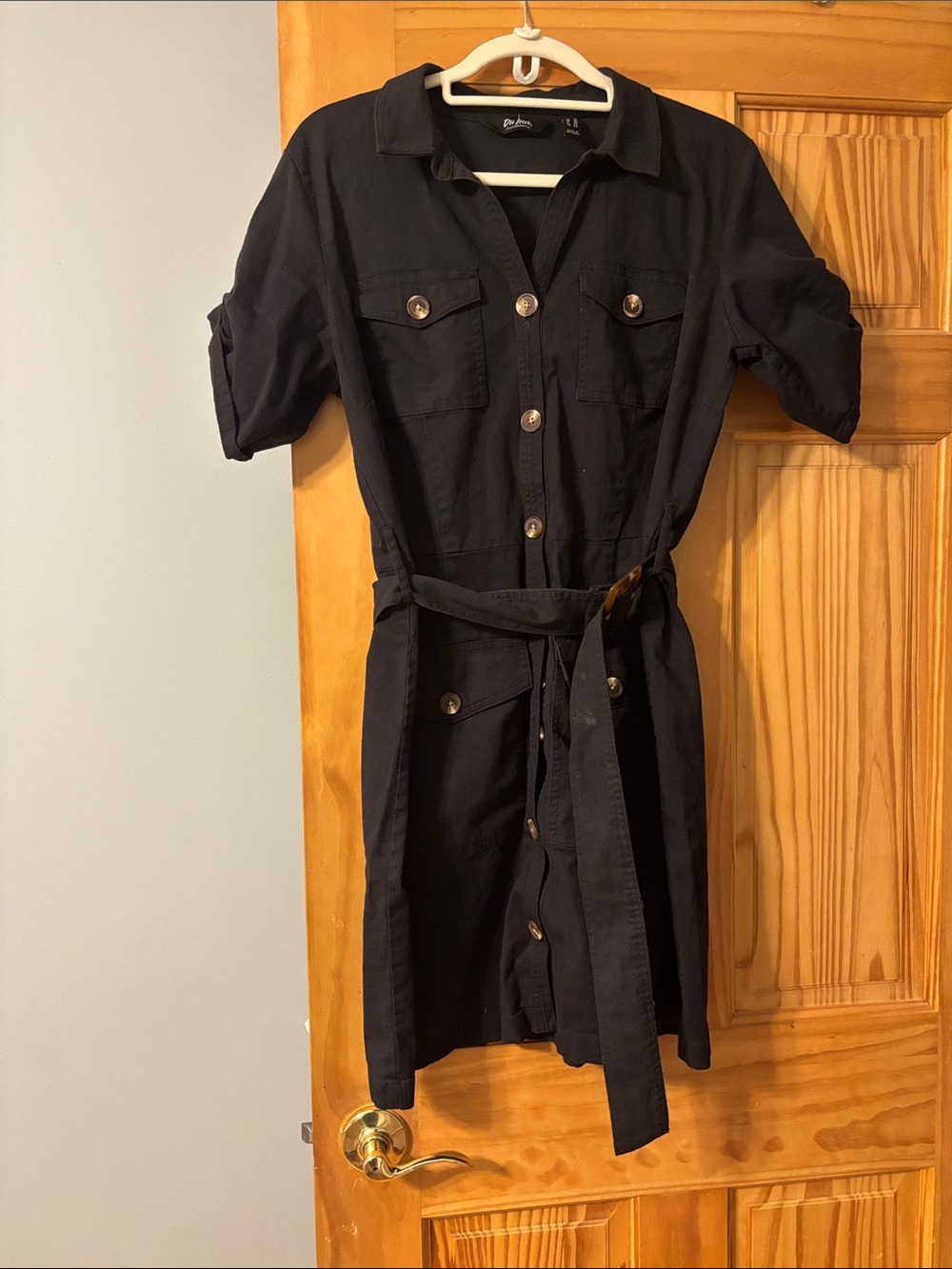 Du Jour Black Button-Front Belted Mini Dress